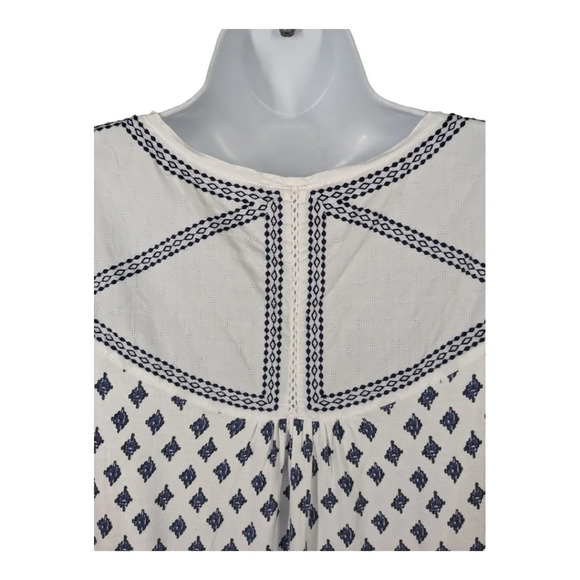 Dalia Sleeveless Top Lace  Embroidery Stretchy Blue/White XL - Picture 6 of 8